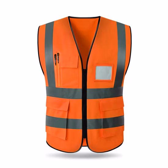Gilet riflettente ad alta visibilità Gilet fluorescente luminoso notturno con tasca